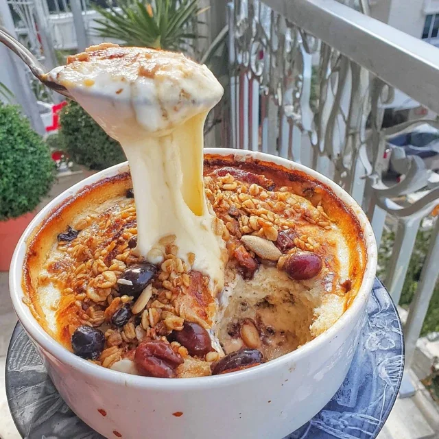 Breakfast Bowl Casserole with Greek Yogurt and Crunchy Granola