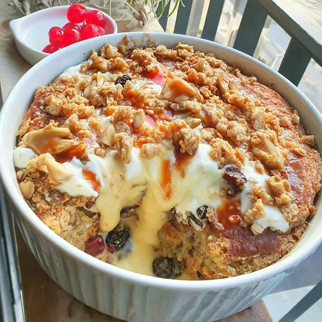 Breakfast Bowl Casserole with Greek Yogurt and Crunchy Granola