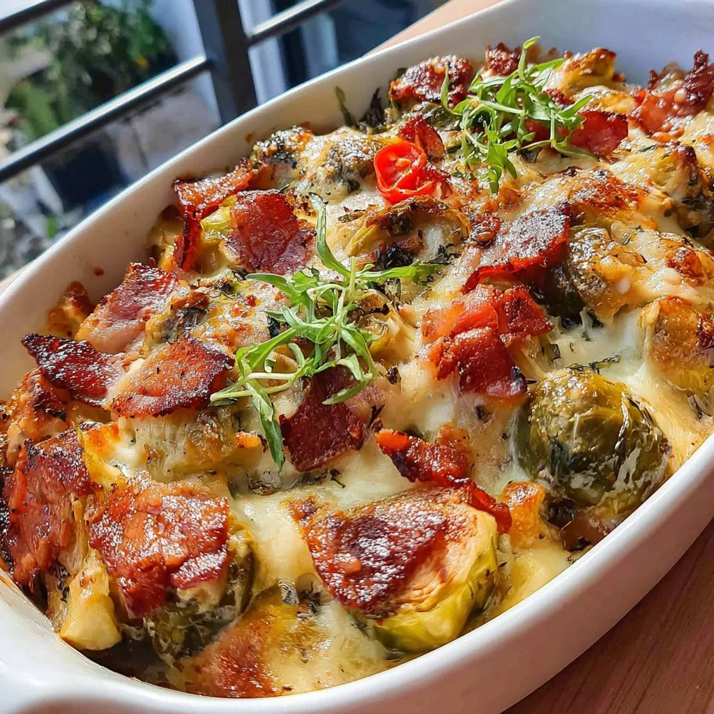 Brussels Sprout and Gruyère Casserole with Bacon