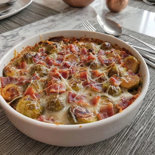Brussels Sprout and Gruyère Casserole with Bacon