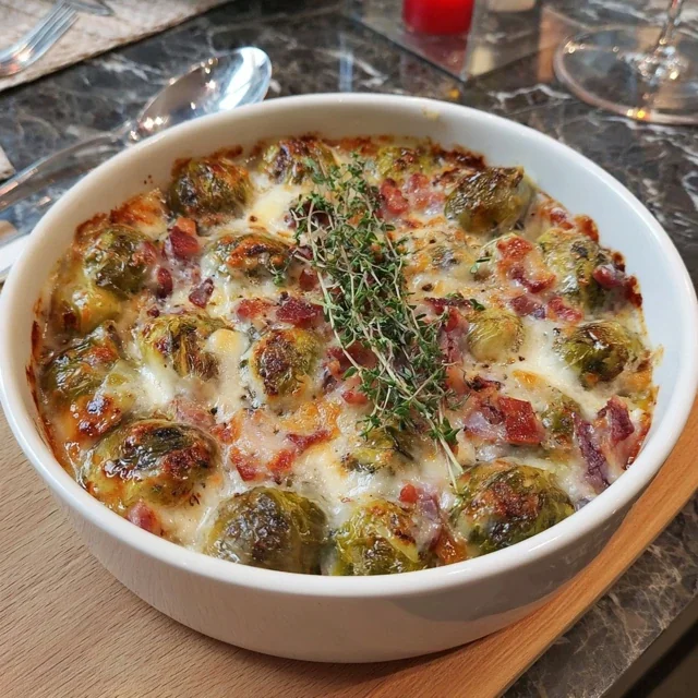 Brussels Sprout and Gruyère Casserole with Bacon