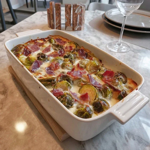 Brussels Sprout and Gruyère Casserole with Bacon