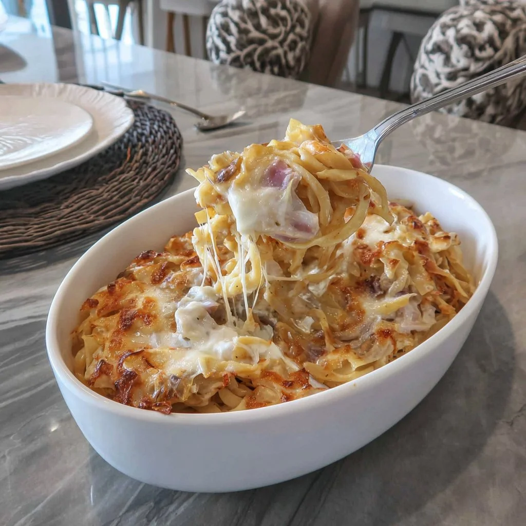 Caramelized Cabbage and Parmesan Pasta Casserole