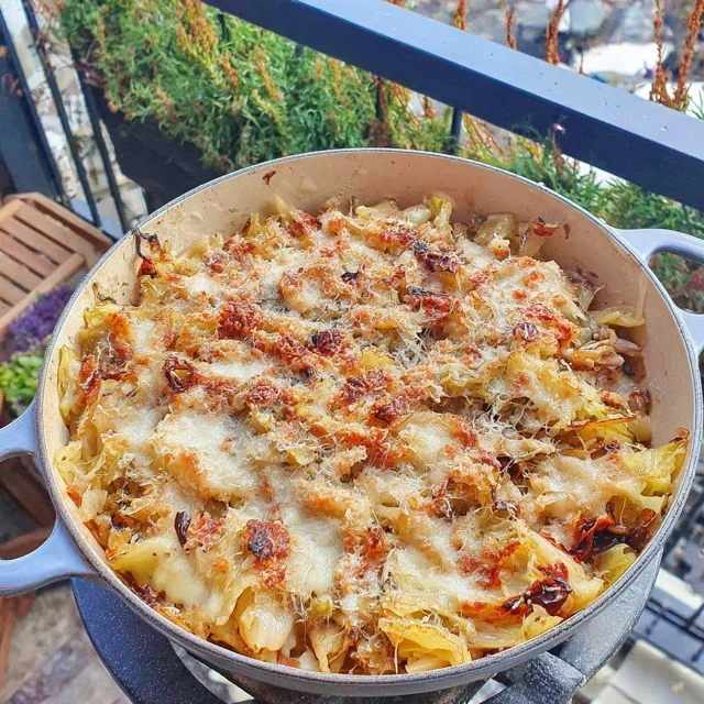 Caramelized Cabbage and Parmesan Pasta Casserole