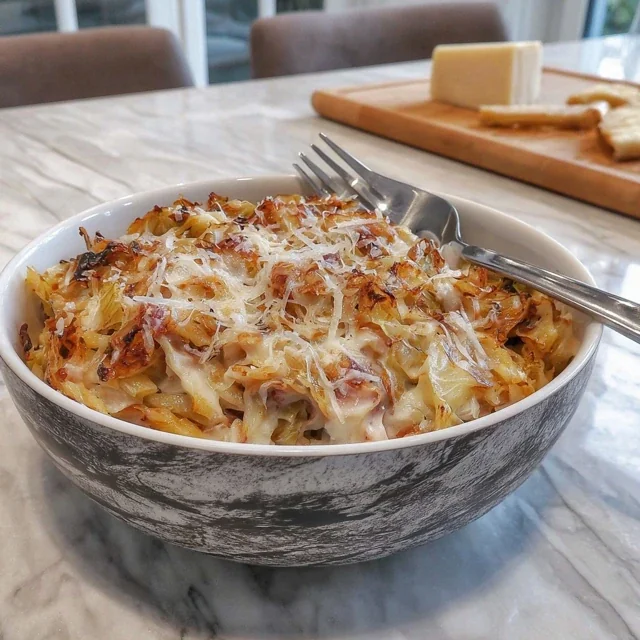 Caramelized Cabbage and Parmesan Pasta Casserole