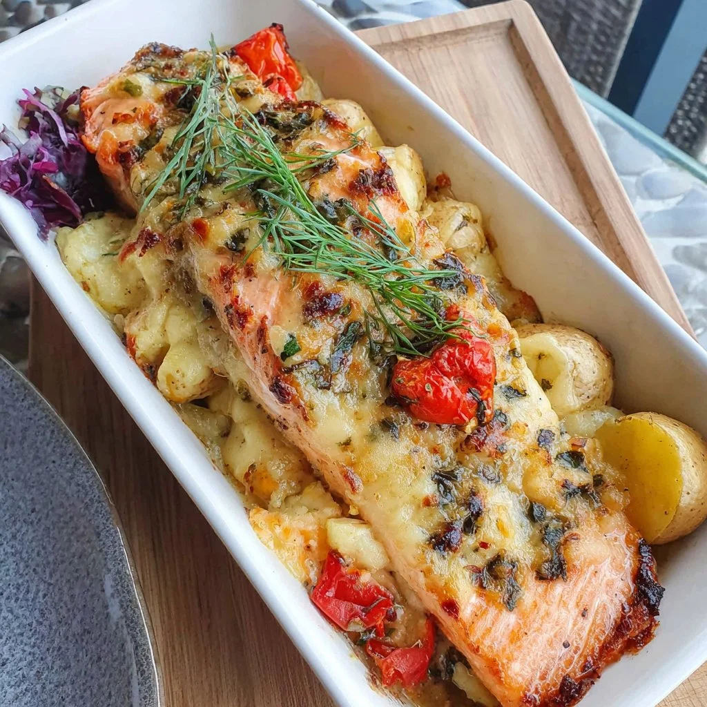 Dill Roasted Salmon and New Potato Casserole