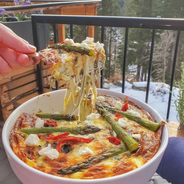 Easter Egg, Asparagus and Goat Cheese Breakfast Casserole