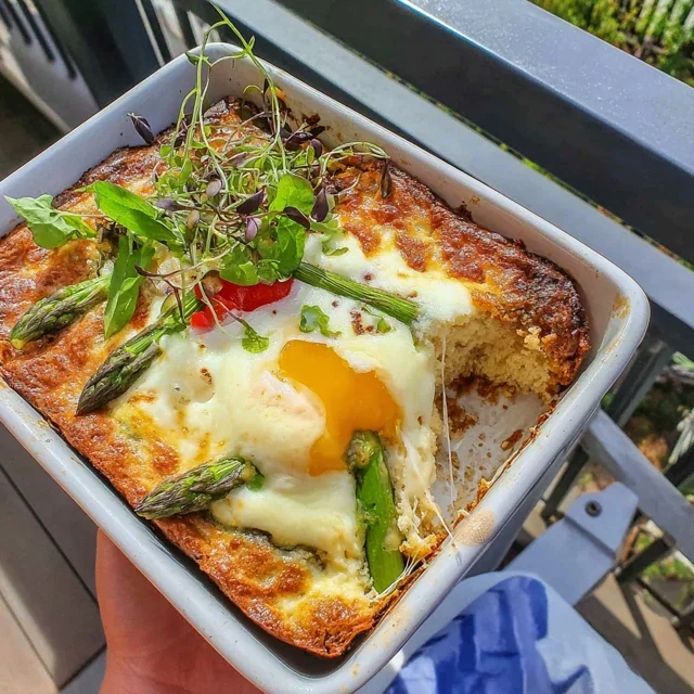 Easter Egg, Asparagus and Goat Cheese Breakfast Casserole