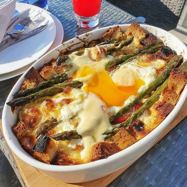 Easter Egg, Asparagus and Goat Cheese Breakfast Casserole