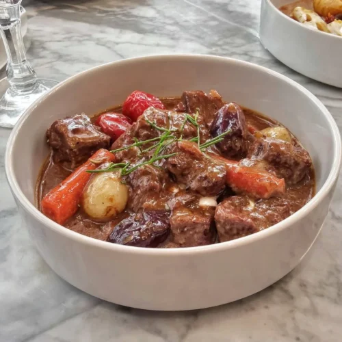 Delicious glazed carrot and beef tallow braised beef casserole dish