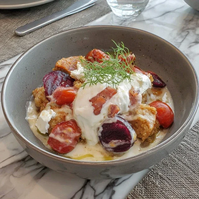 Goat Cheese and Roasted Beet Quinoa Casserole