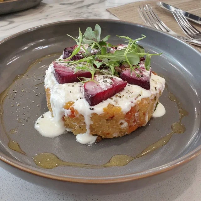 Goat Cheese and Roasted Beet Quinoa Casserole