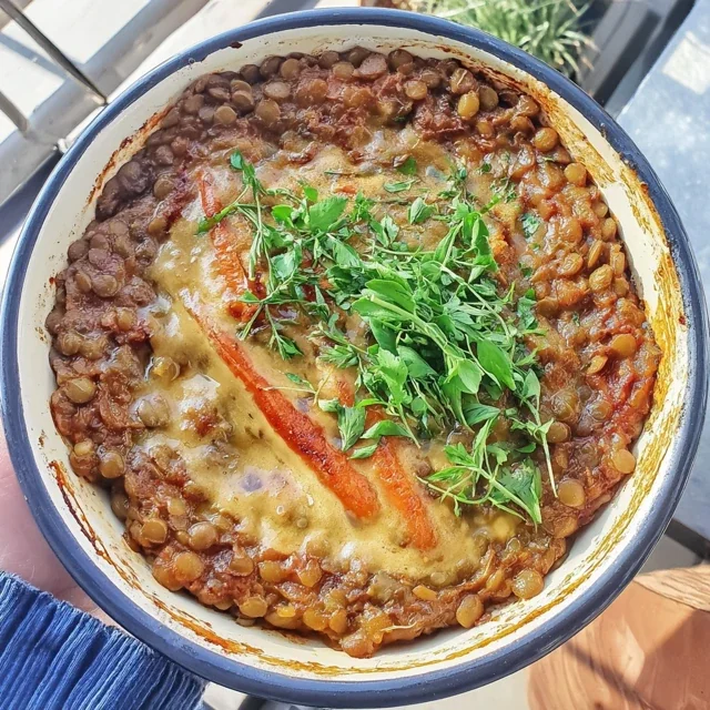 Green Lentil and Carrot Casserole with Warm Cumin Spice