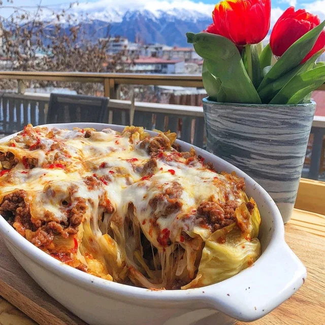 Ground Beef and Fermented Kimchi Cabbage Casserole