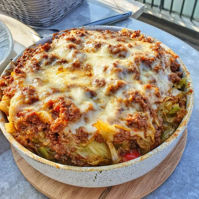 Ground Beef and Fermented Kimchi Cabbage Casserole