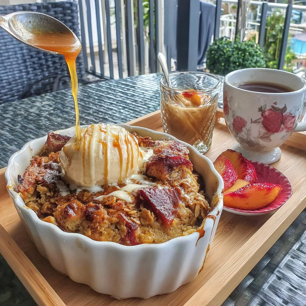 Maple Syrup Baked Oatmeal and Roasted Peach Casserole