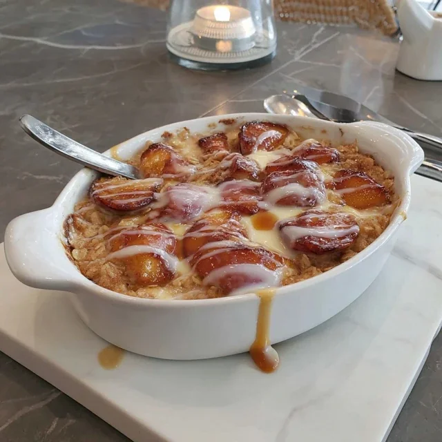 Maple Syrup Baked Oatmeal and Roasted Peach Casserole