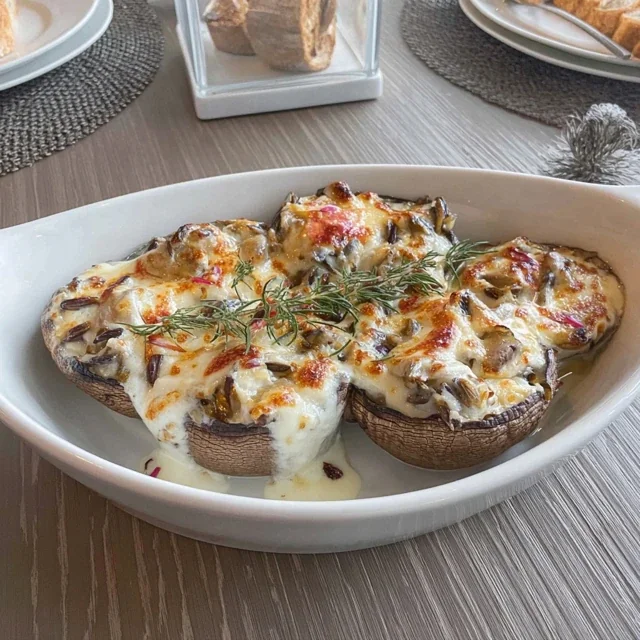 Portobello Mushroom and Wild Rice Stuffed Casserole