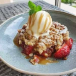 Rhubarb and Strawberry Oat Crumble Casserole
