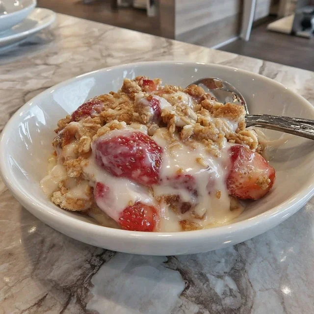 Rhubarb and Strawberry Oat Crumble Casserole