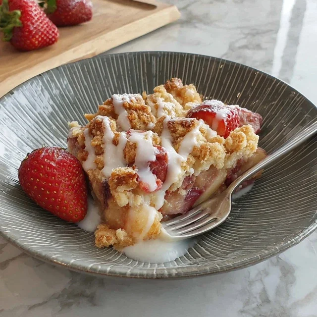 Rhubarb and Strawberry Oat Crumble Casserole