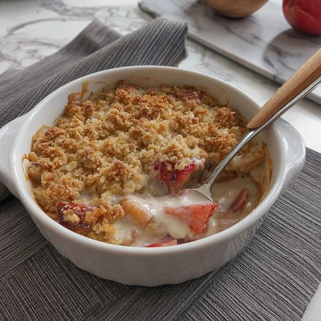 Rhubarb and Strawberry Oat Crumble Casserole