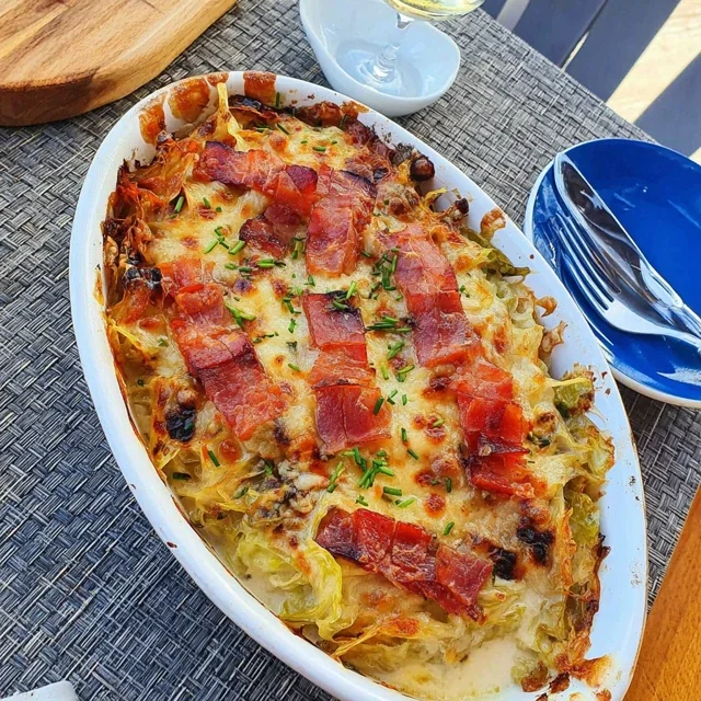 Smoked Ham and Spring Cabbage Casserole