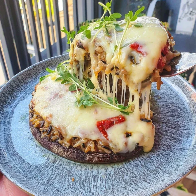 Stuffed Portobello Mushroom and Wild Rice Casserole