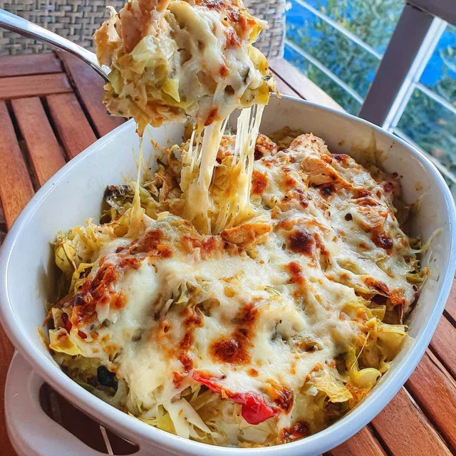 Viral Cabbage Alfredo Chicken Casserole