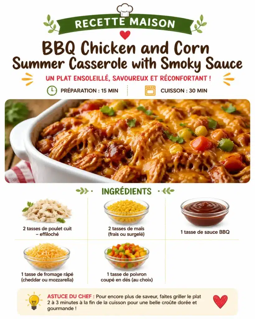 BBQ Chicken and Corn Summer Casserole with Smoky Sauce