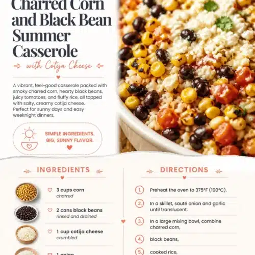 Delicious Charred Corn and Black Bean Casserole with Cotija Cheese