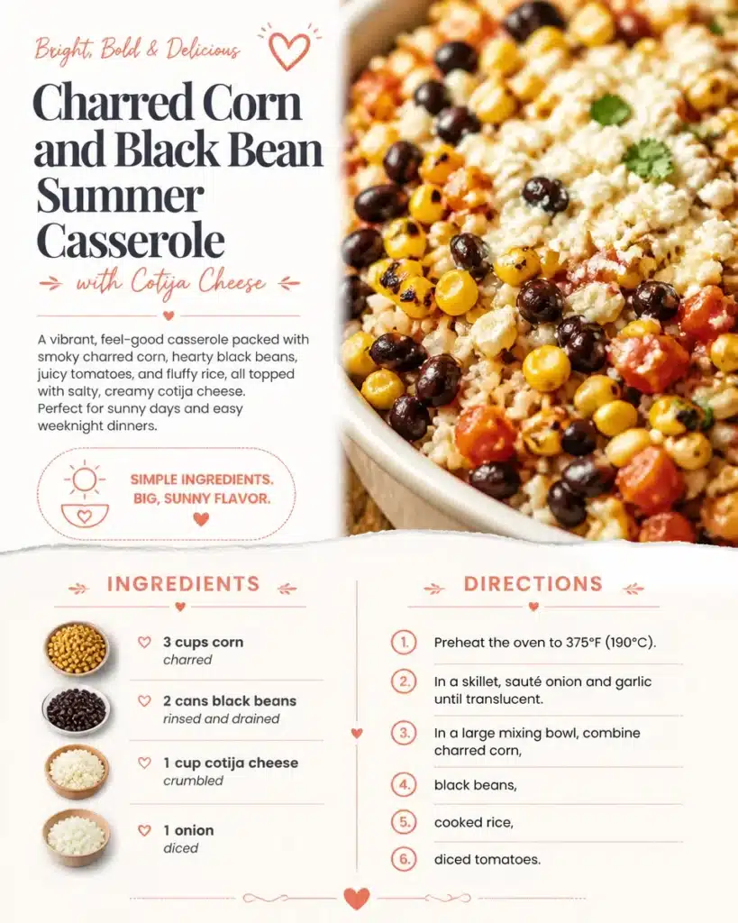 Charred Corn and Black Bean Summer Casserole with Cotija Cheese