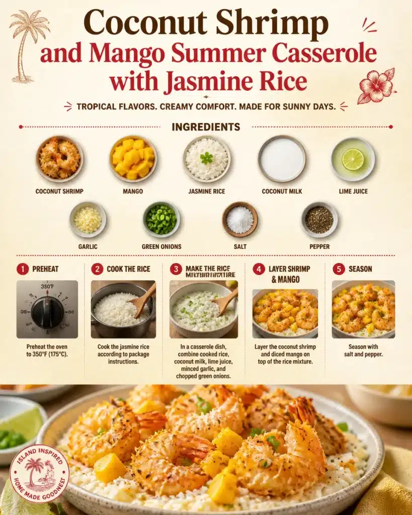 Coconut Shrimp and Mango Summer Casserole with Jasmine Rice
