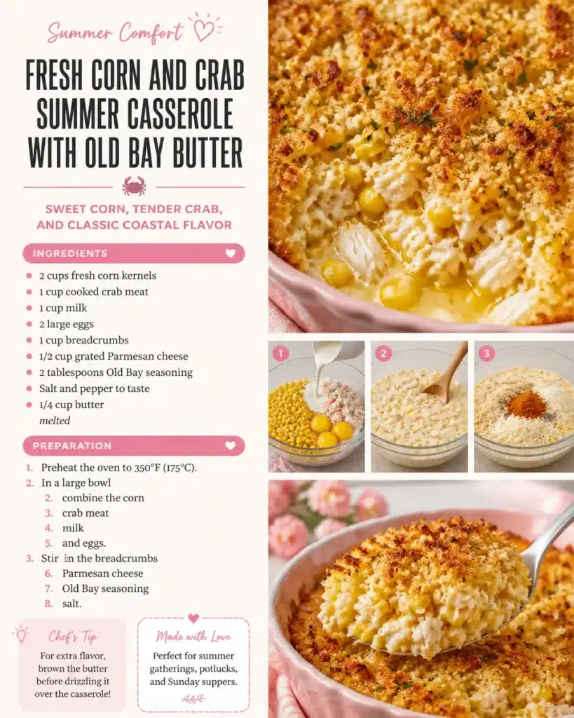 Fresh Corn and Crab Summer Casserole with Old Bay Butter