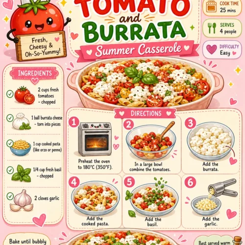 Delicious garden fresh tomato and burrata casserole baked to perfection