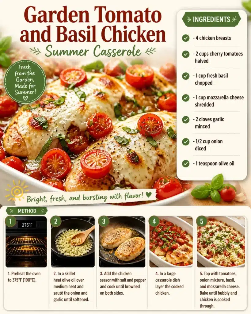 Garden Tomato and Basil Chicken Summer Casserole