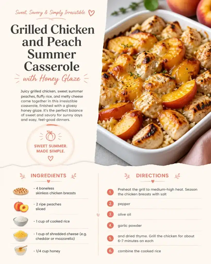 Grilled Chicken and Peach Summer Casserole with Honey Glaze