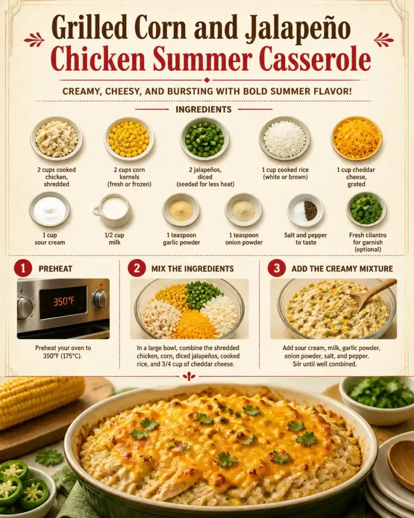 Grilled Corn and Jalapeño Chicken Summer Casserole