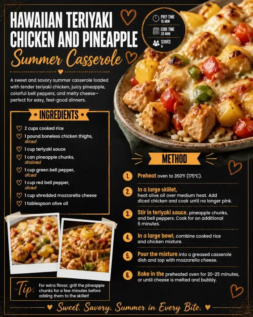 Hawaiian Teriyaki Chicken and Pineapple Summer Casserole