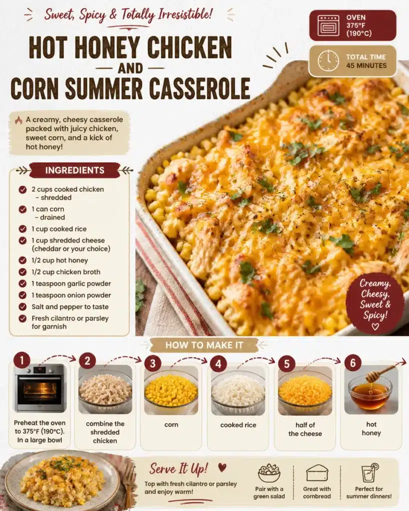 Hot Honey Chicken and Corn Summer Casserole
