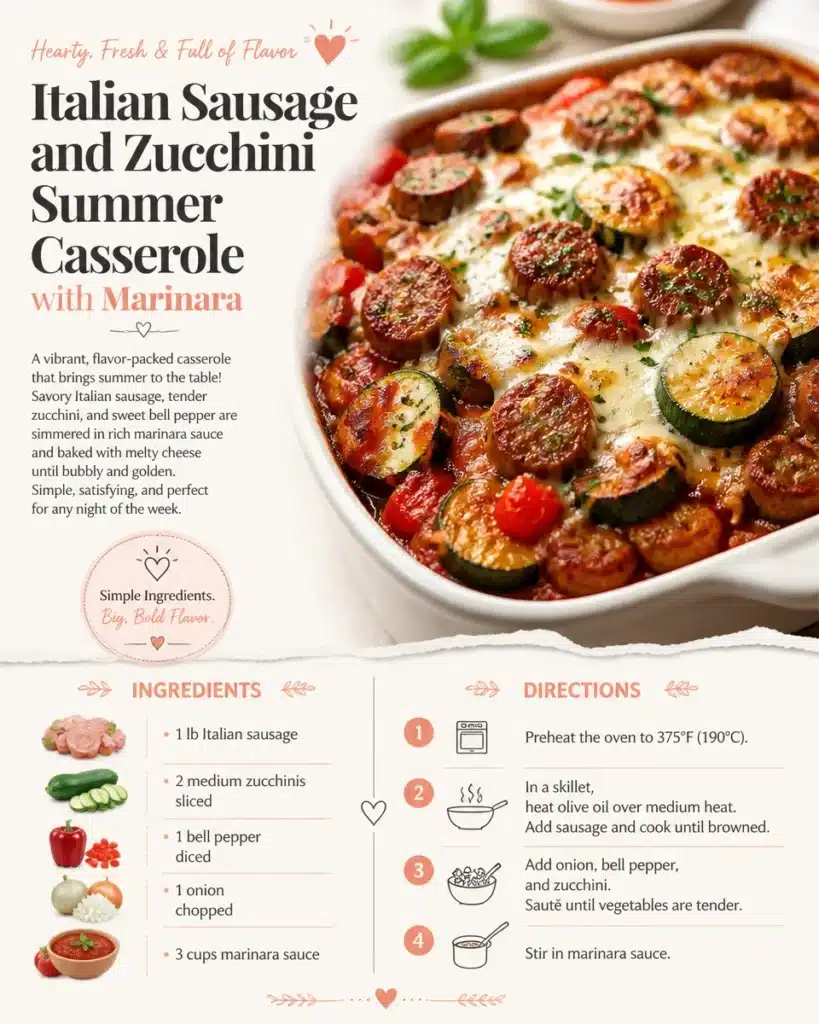 Italian Sausage and Zucchini Summer Casserole with Marinara