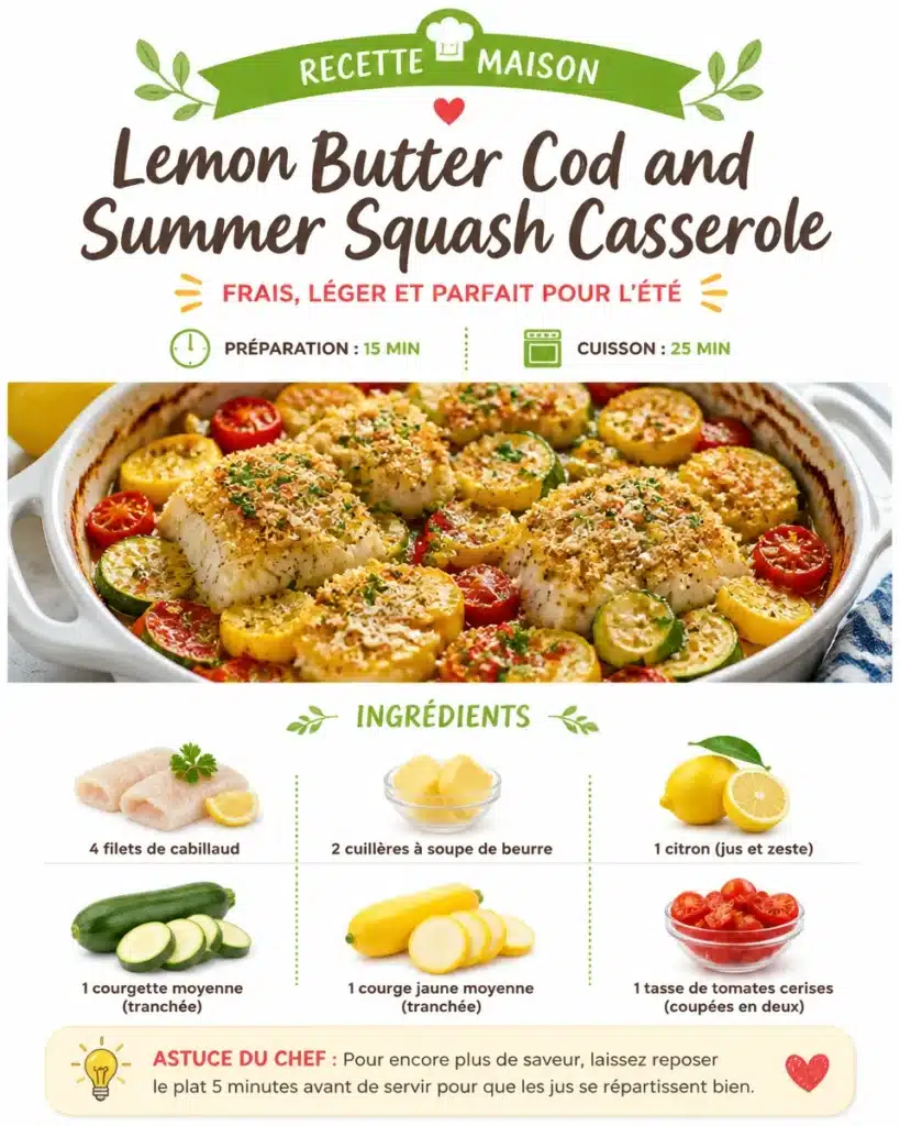 Lemon Butter Cod and Summer Squash Casserole