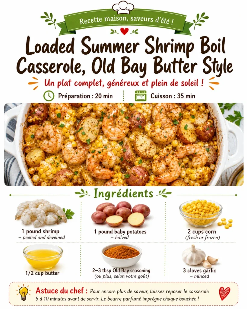 Loaded Summer Prawn Boil Casserole, Old Bay Butter Style
