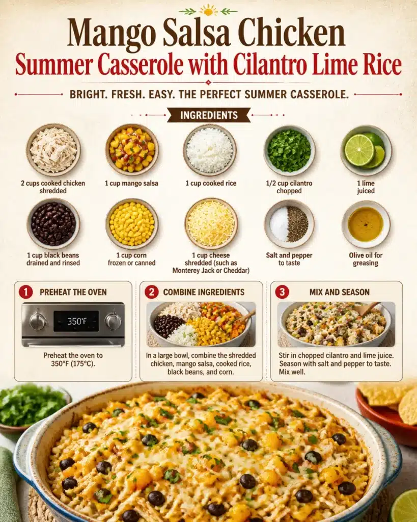 Mango Salsa Chicken Summer Casserole with Cilantro Lime Rice