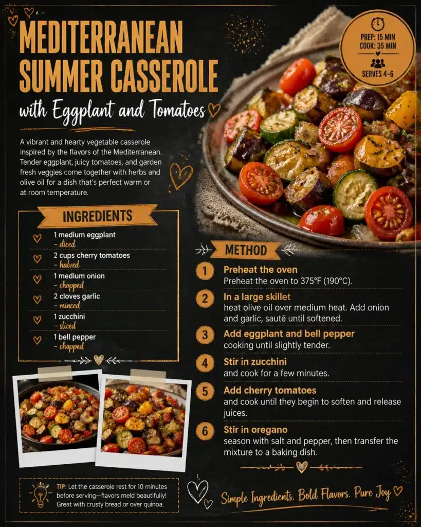 Mediterranean Summer Casserole with Eggplant and Tomatoes