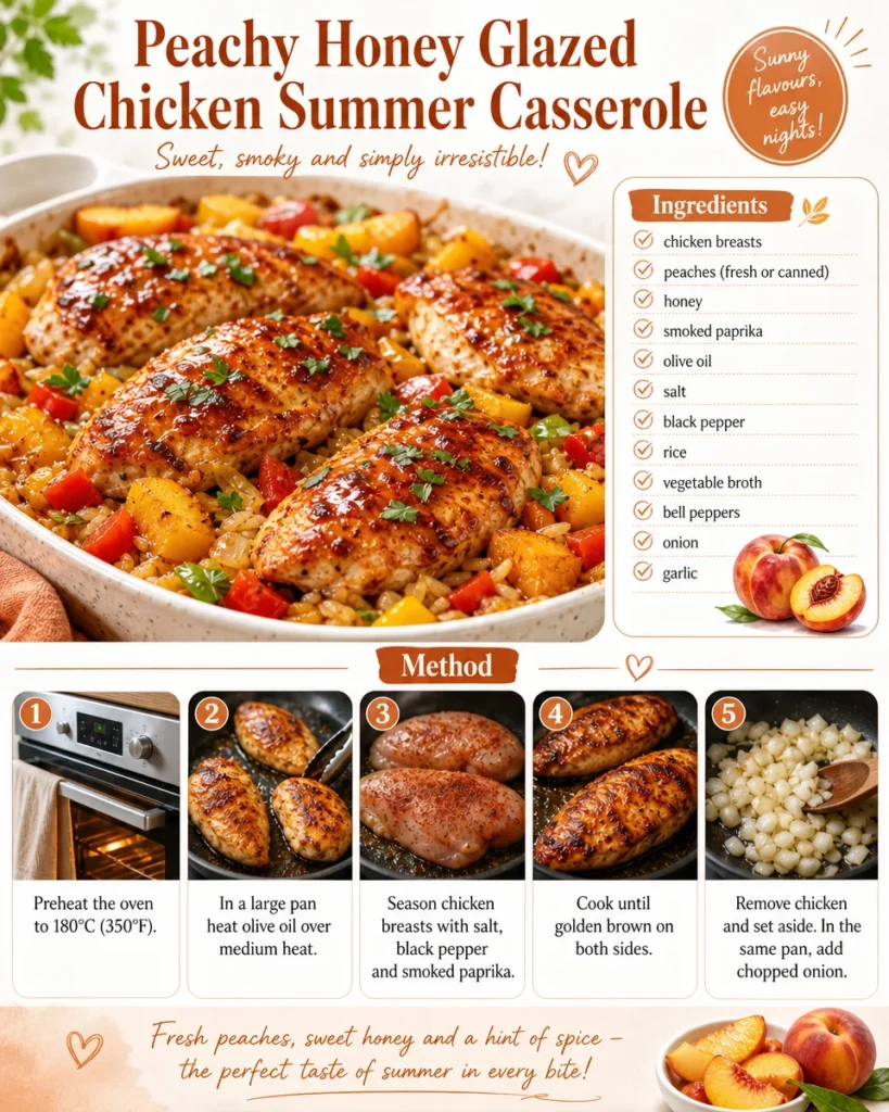 Peachy Honey Glazed Chicken Summer Casserole