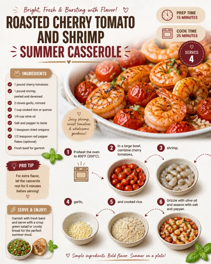 Roasted Cherry Tomato and Shrimp Summer Casserole