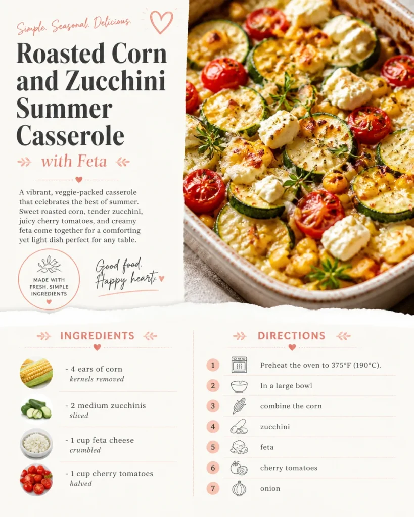 Roasted Corn and Zucchini Summer Casserole with Feta