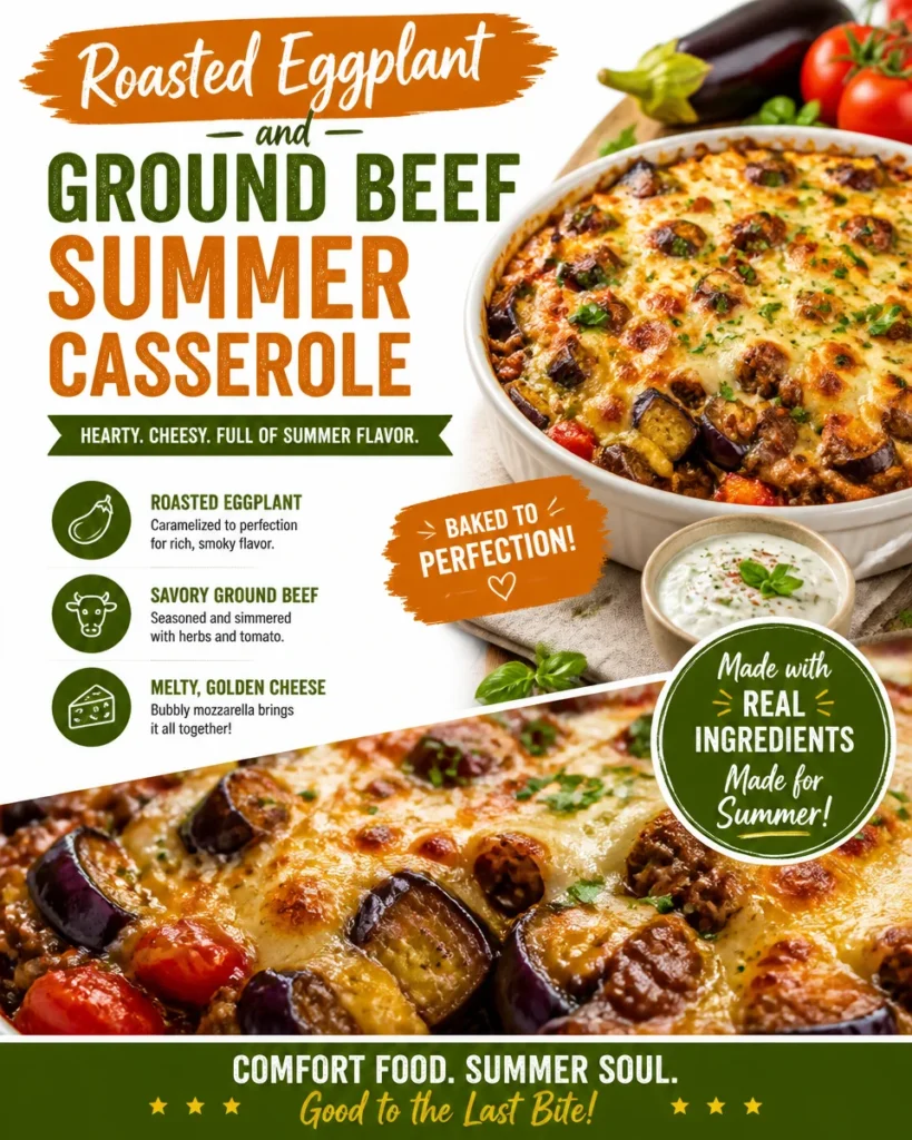 Roasted Eggplant and Ground Beef Summer Casserole