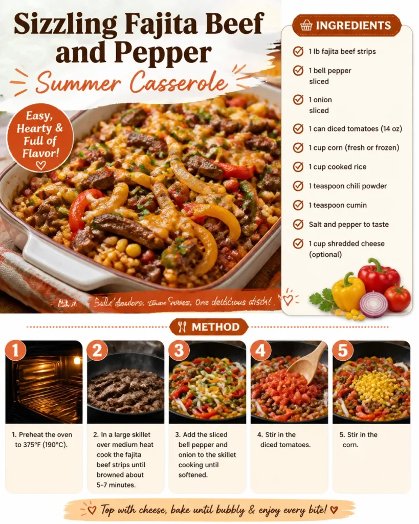 Sizzling Fajita Beef and Pepper Summer Casserole